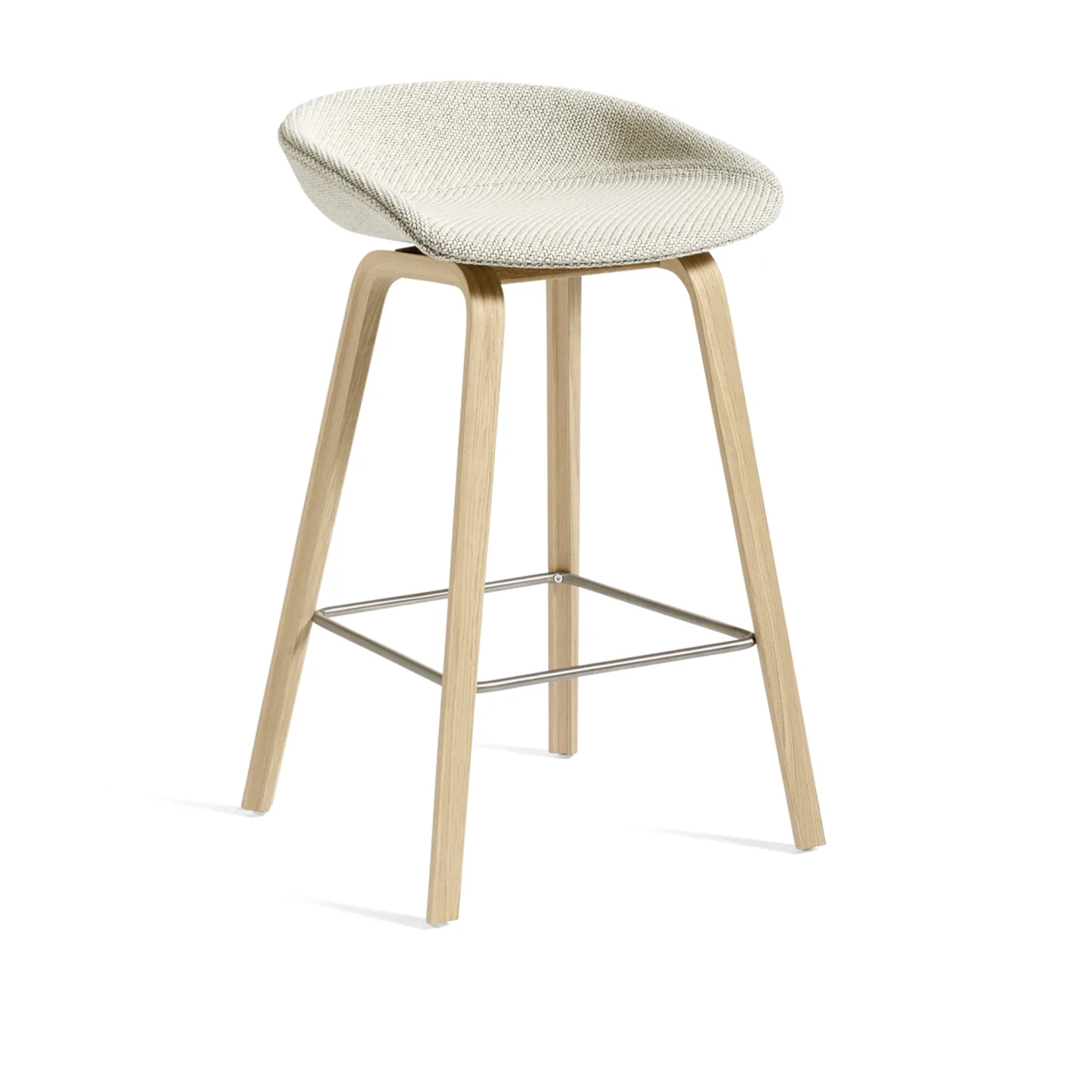 HAY - About a Stool AAS33 Low, Stainless Footrest, WB Lacquered Oak/Cat.6 Coda 2 100 - Barstolar - Hee Welling - Metall/Trä/Plast