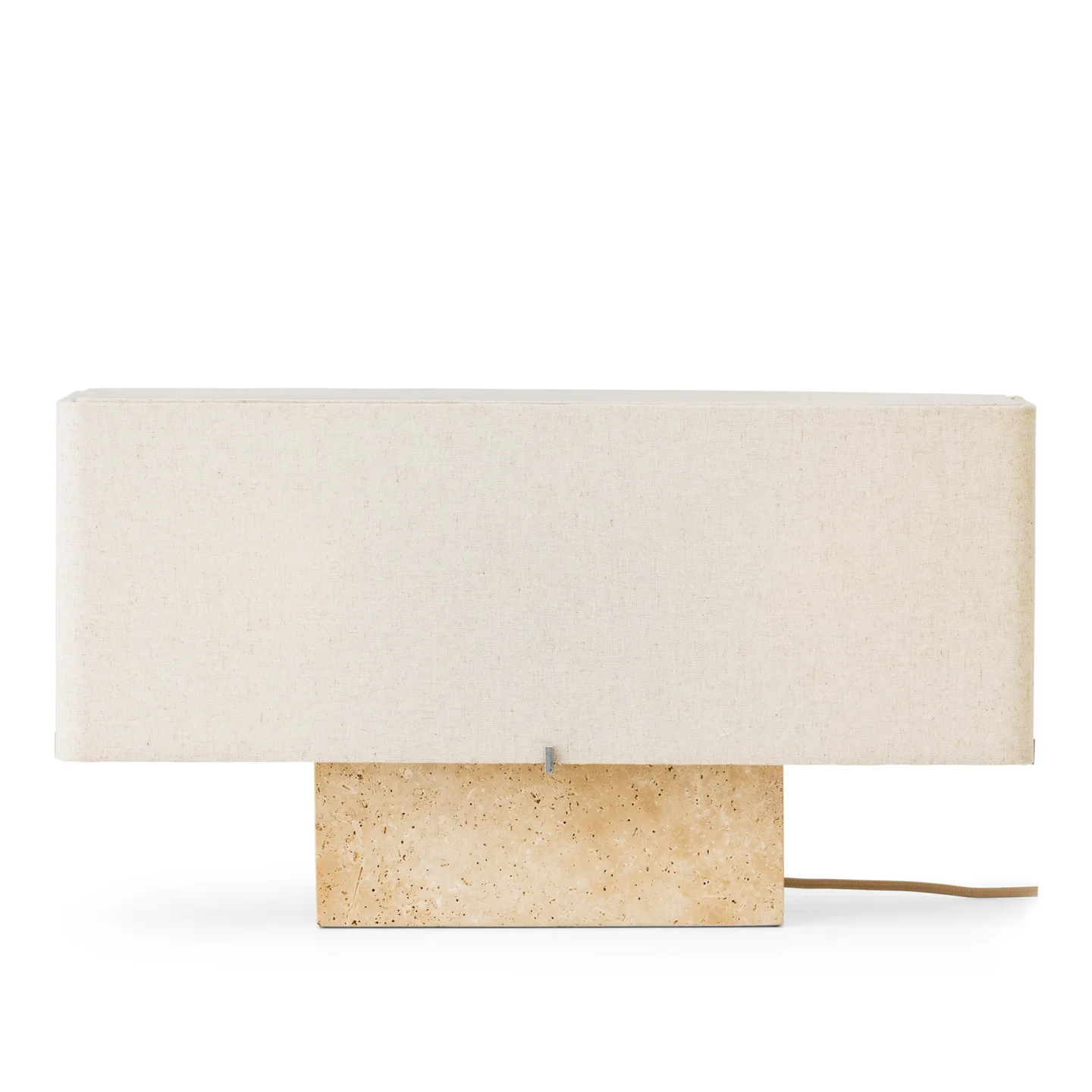 Audo Copenhagen - Nonna Table Lamp, Travertine, Sand/Textile, Sand - EU - H30 cm - Bordslampor - Krøyer-Sætter-Lassen - Beige - Sten