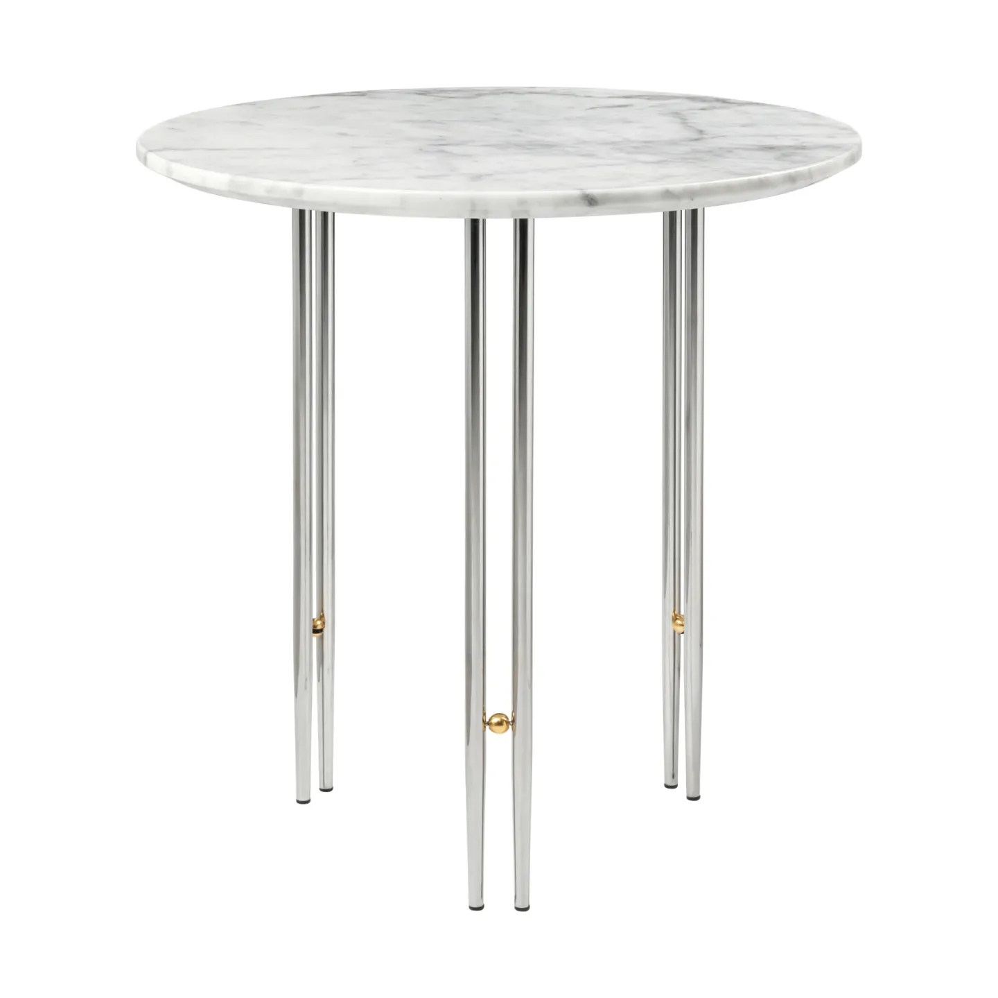 GUBI IOI Couchtisch Ø50cm Chrom-Messing-weißer Marmor