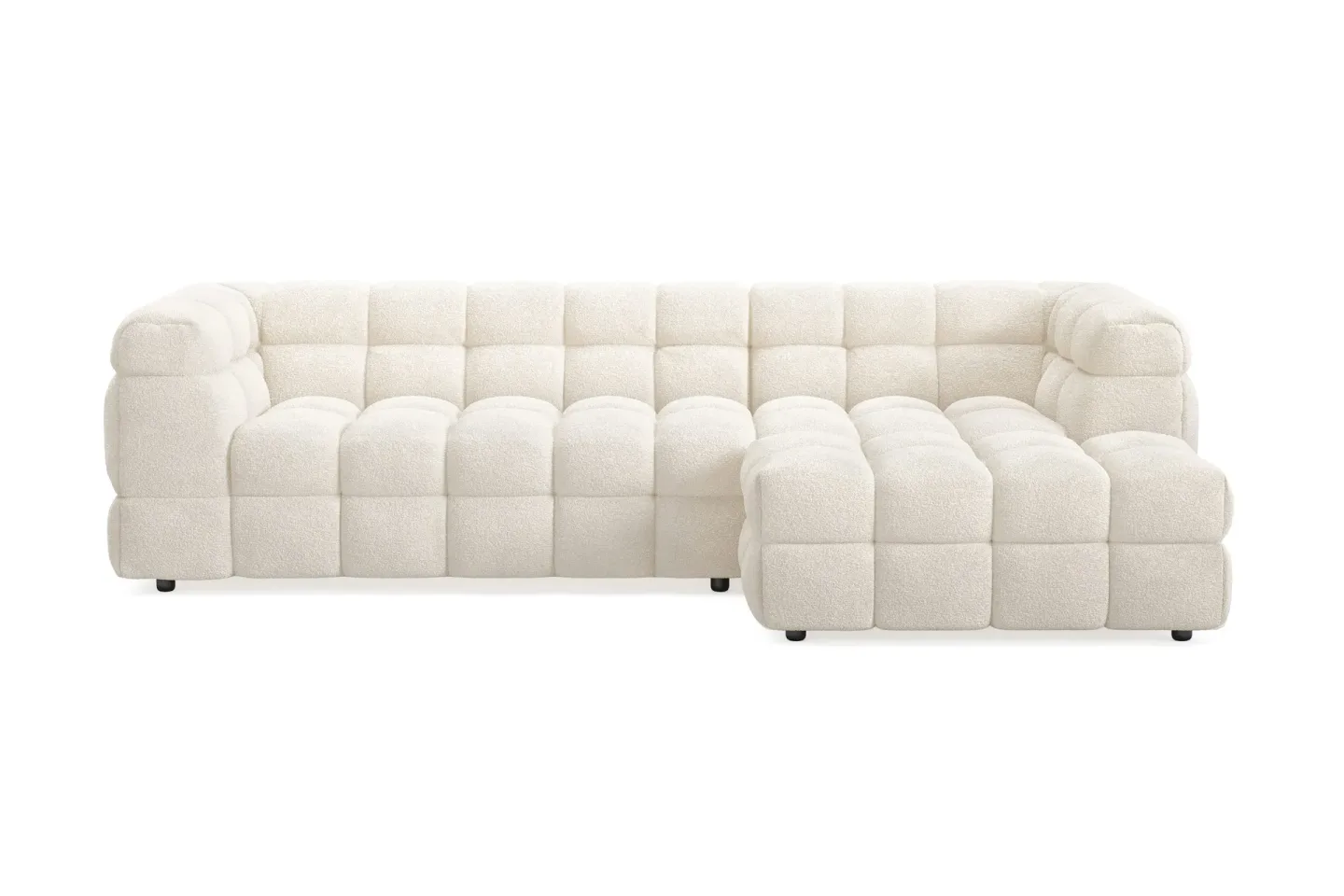 Elise 4-sits Bubblig Soffa med Divan Höger - Beige Teddy