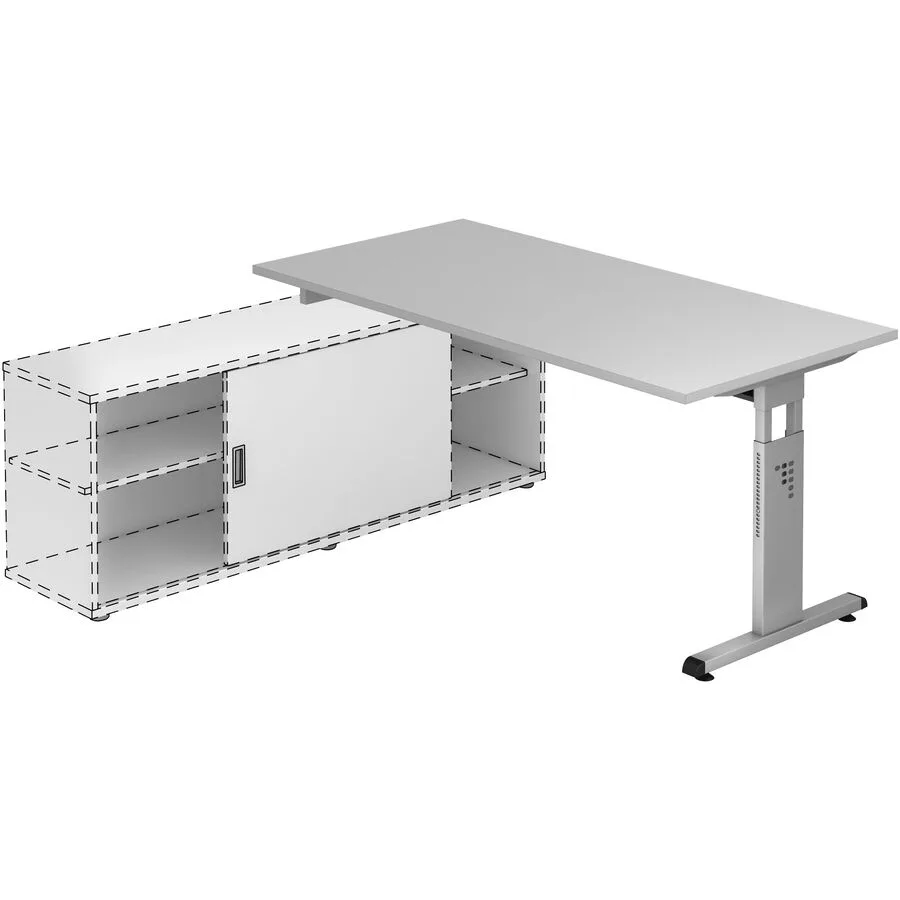 Anbauschreibtisch Office grau Holzwerkstoff B 160 T 80 cm
