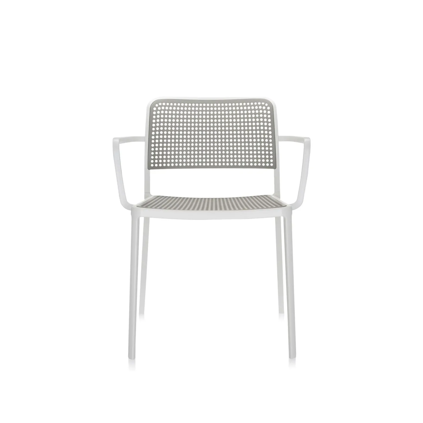 Kartell - Audrey Chair 5876, White/Light Grey, Armrest - Matstolar - Piero Lissoni - Vit - Metall/Syntetiskt