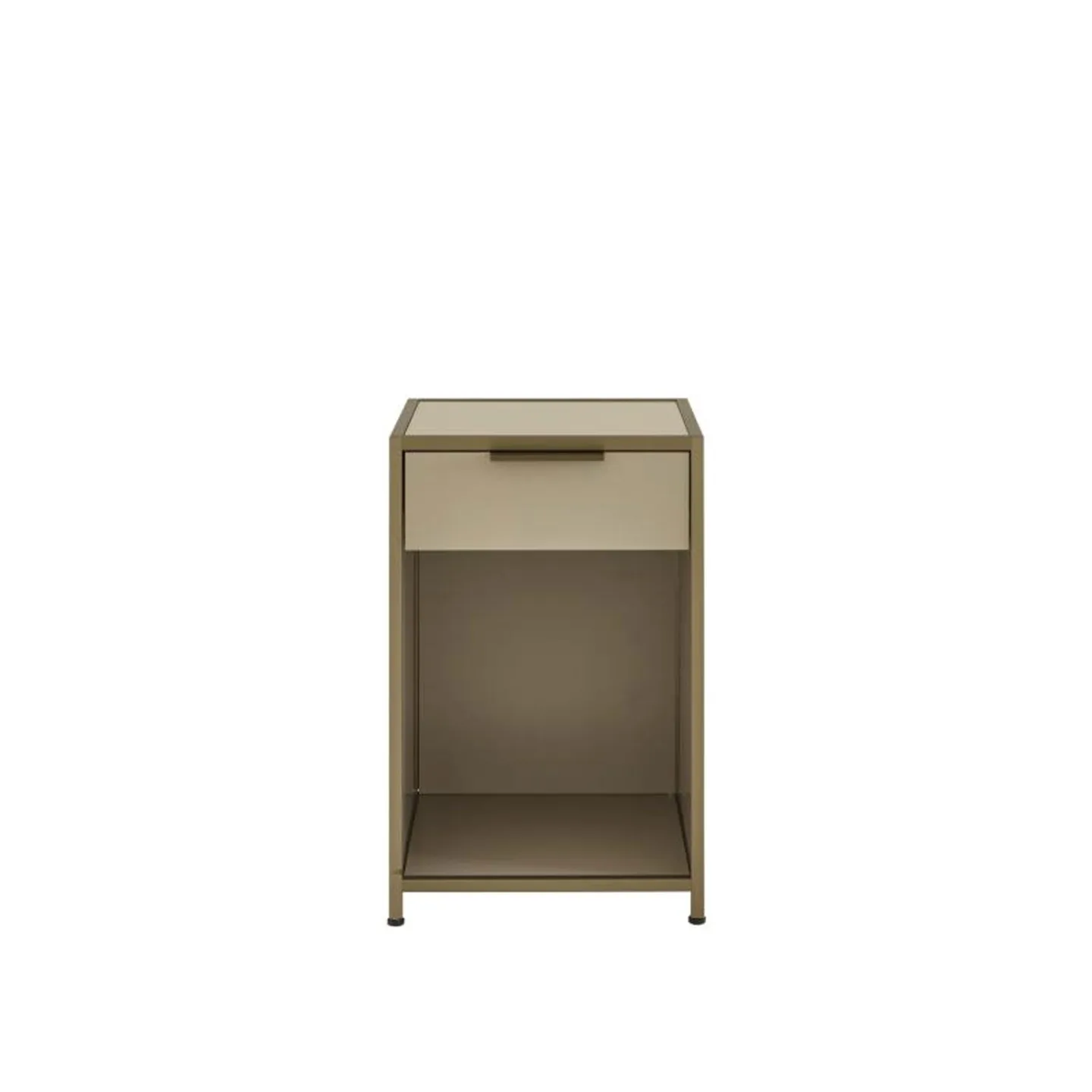 Ligne Roset - Dita Bedside Table, Perle Lacquer, 1 Drawer - Sängbord - Pagnon & Pelhaître - Grå - Metall