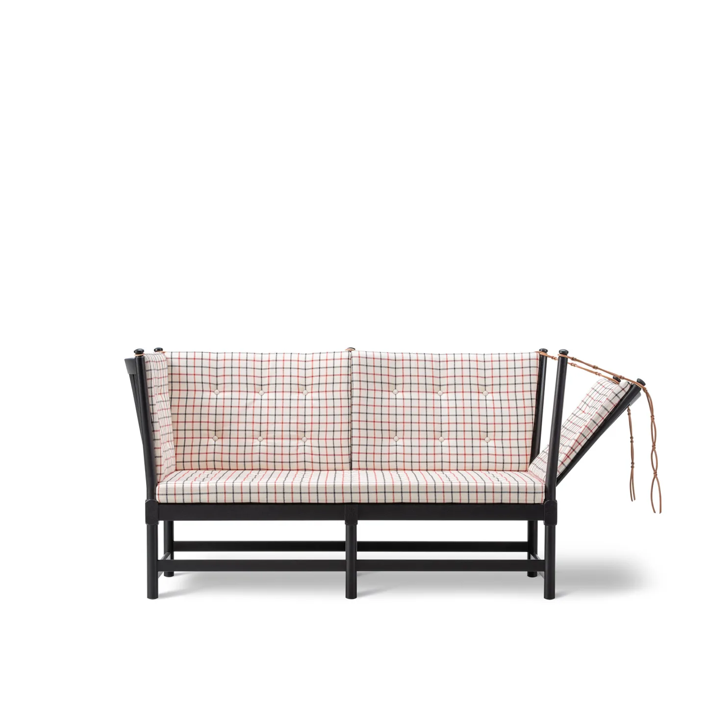 Fredericia Furniture - The Spoke-Back Sofa 2 Seater, Svartlackerad ek, Tyg 4, 53938 Cotil - Soffor - Børge Mogensen