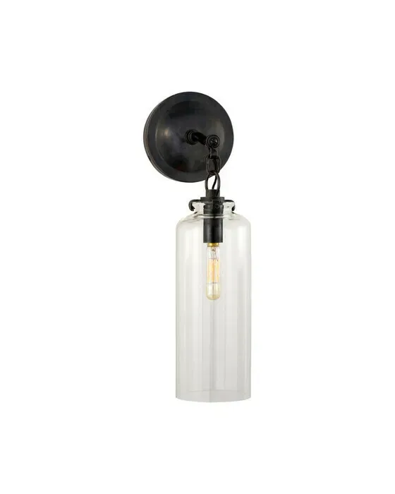 Katie Small Cylinder Sconce Bronze/Clear Glass
