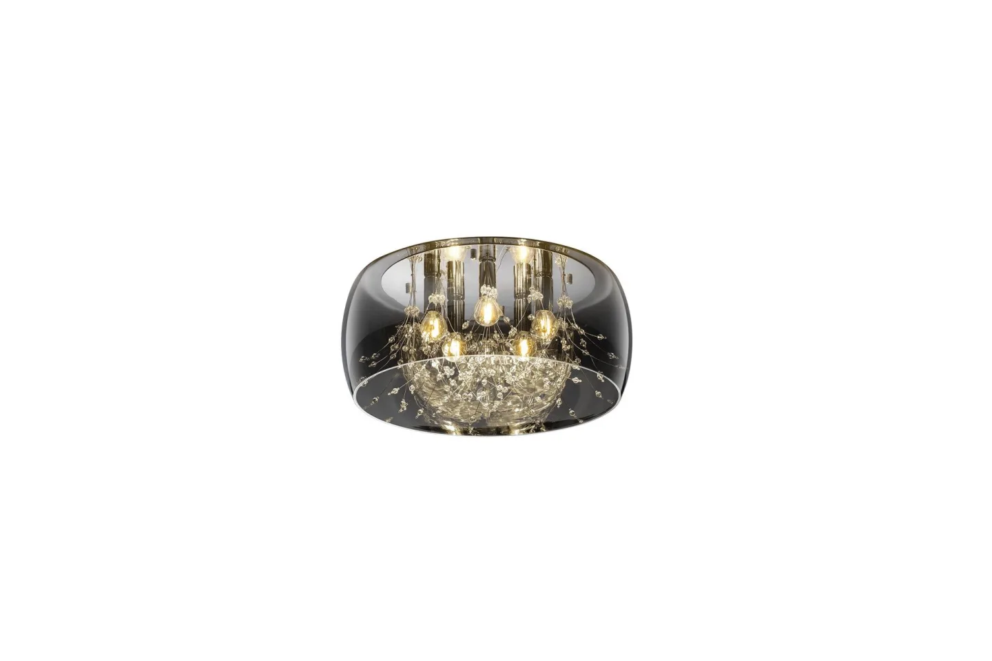 Crystel Plafond 50 cm 5xE14 krom/ rökglas - Krom/Rökglas