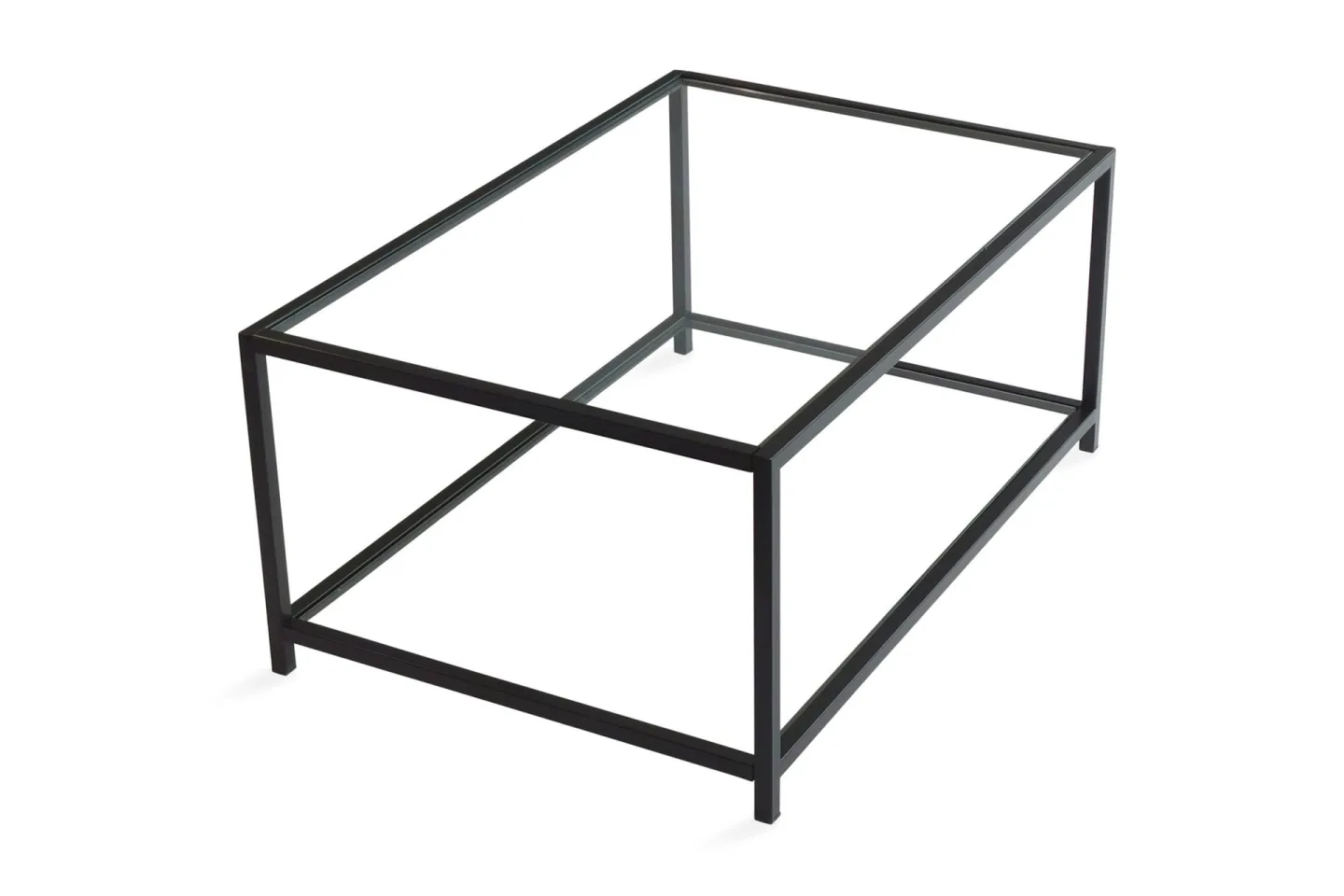 Sabani Soffbord 90 cm med Förvaring Hylla - Glas/Svart