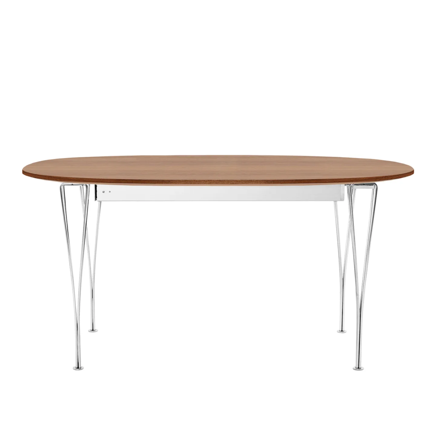 Fritz Hansen - B619 Superellips Utdragbart, Valnötsfanér, Krom - Matbord - Arne Jacobsen,Bruno Mathsson,Piet Hein