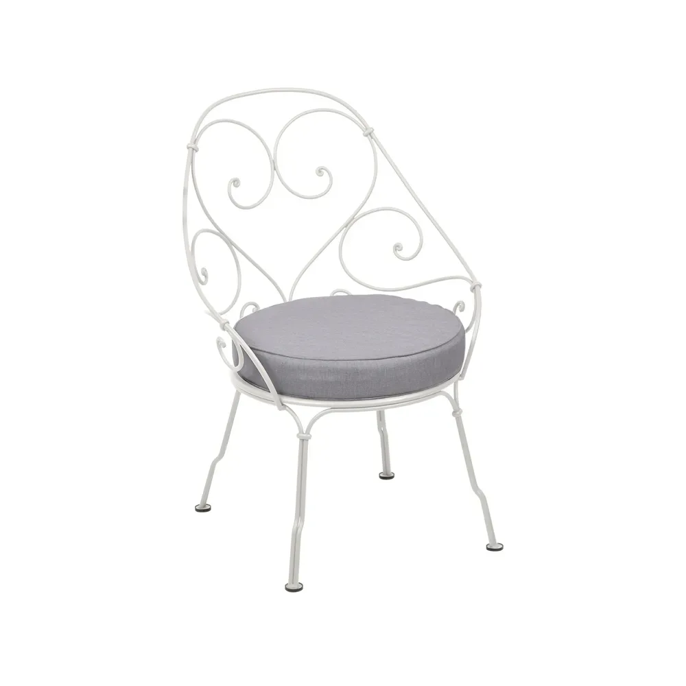 Fermob 1900 Cabriolet karmstol Clay grey (grå), flannel grey dyna