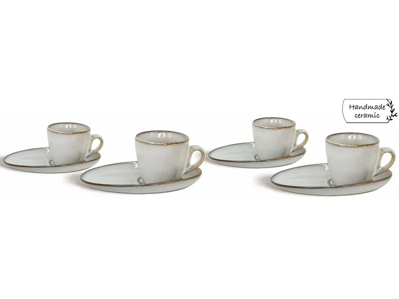 Set Kaffeetassen BROOKE 11cl sandstein weiss 8-teilig