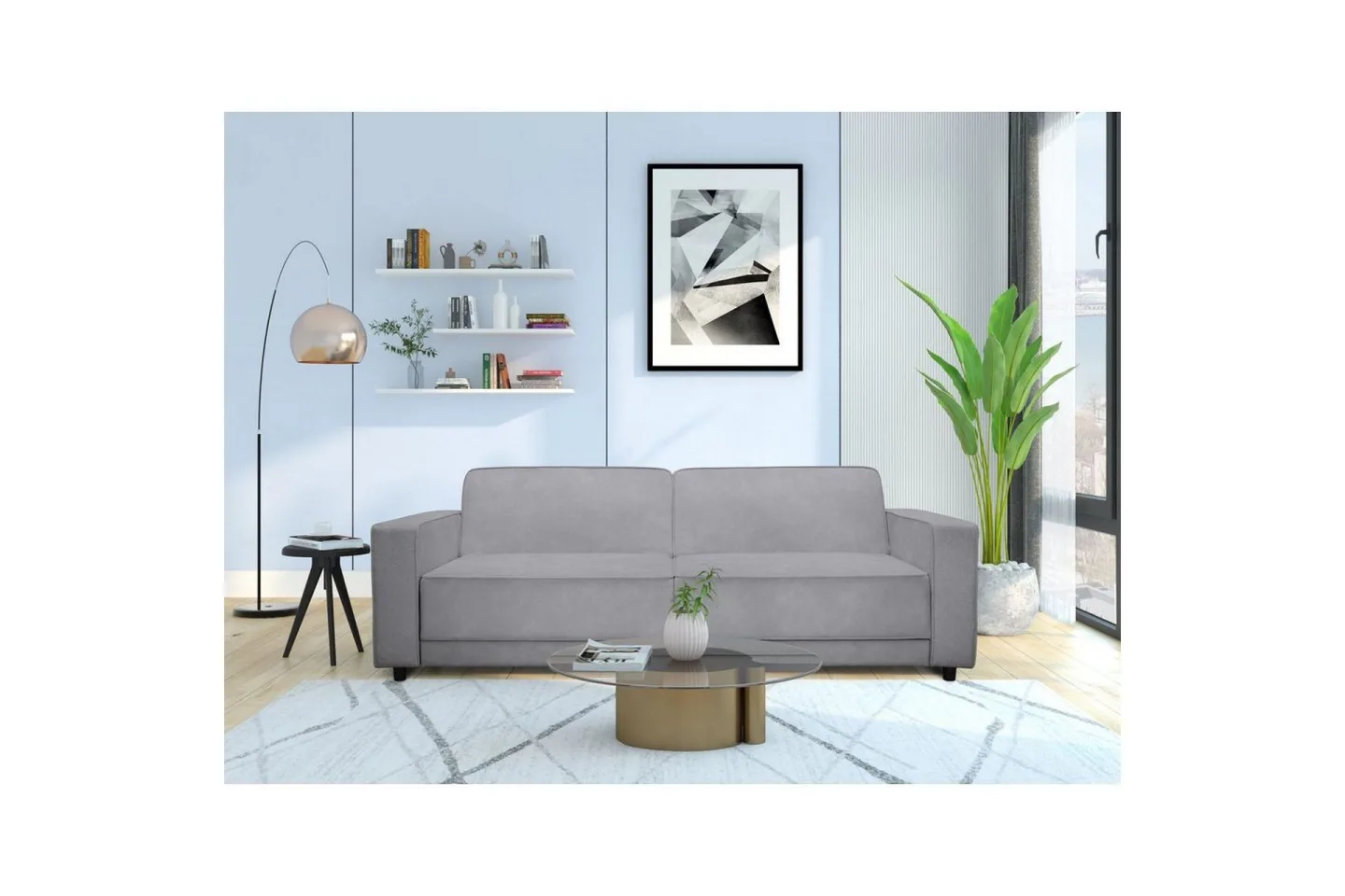 Bäddsoffa Allie Ljusgrå, Sammet, 81x225x91 cm - Ljusgrå, Sammet, 81x225x91 cm