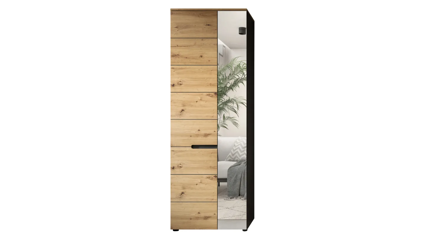 Garderobenschrank Spiegel Artisan Eiche anthrazit 190 cm - CANU