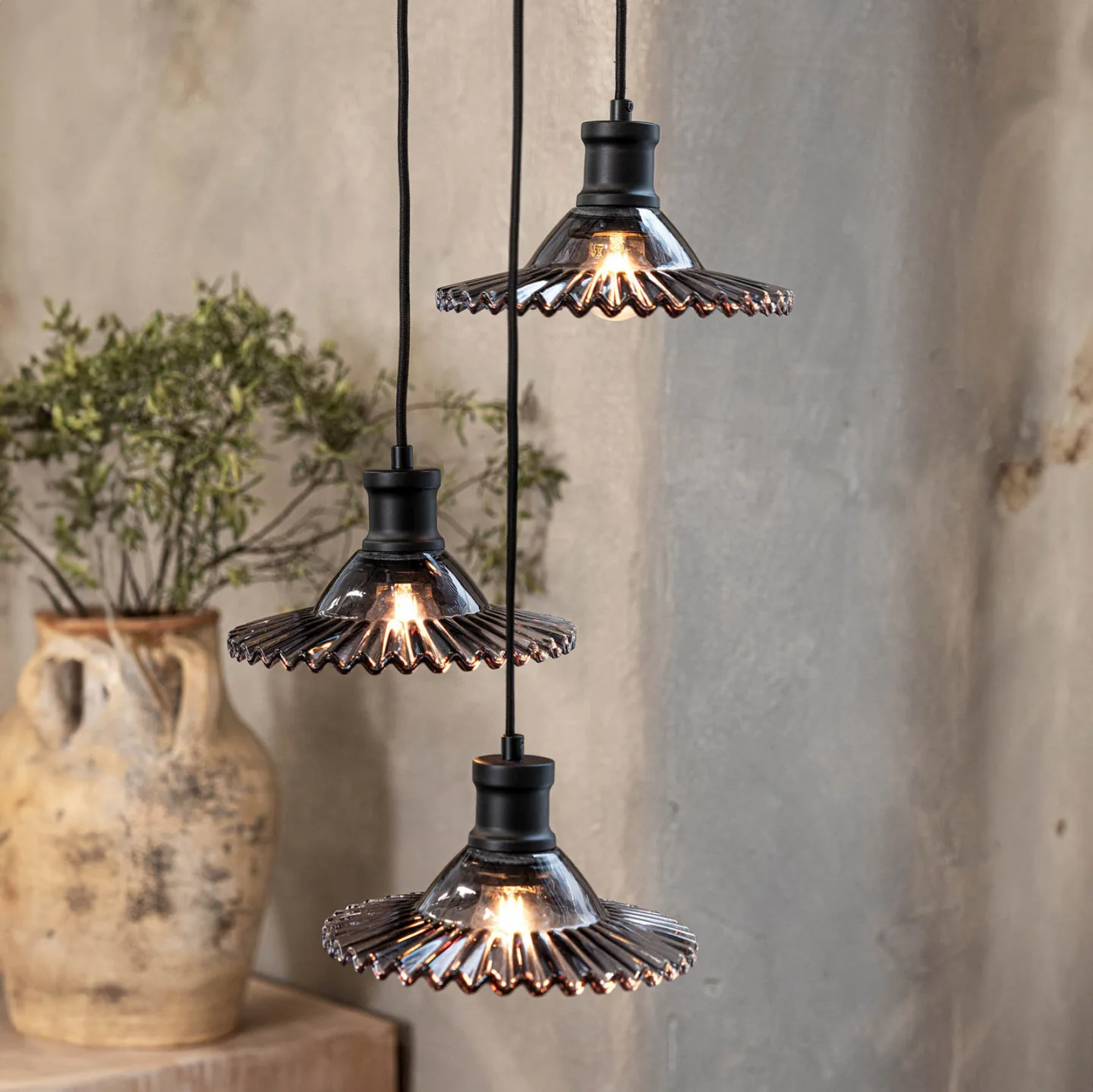Novia 3 Pendel Black/Smoke - Markslöjd - Stue - Glass - Rund
