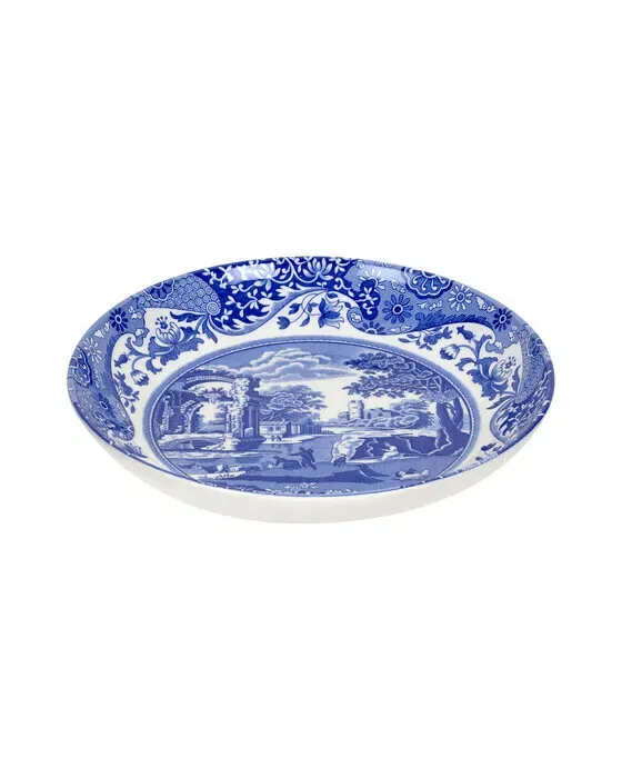 Blue Italian Deep Plate Blue/White