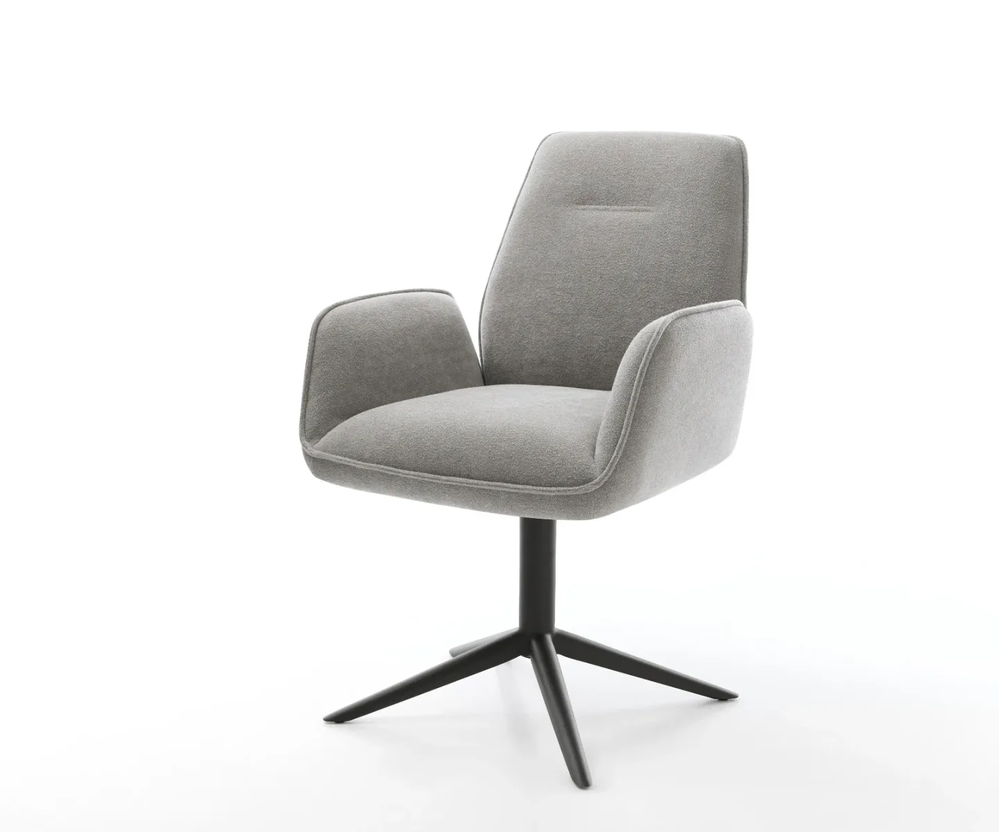 Drehstuhl Zoa-Flex Strukturstoff Soft Grau Fußkreuz Schwarz 360° drehbar Wippfunktion Taschenfederkern