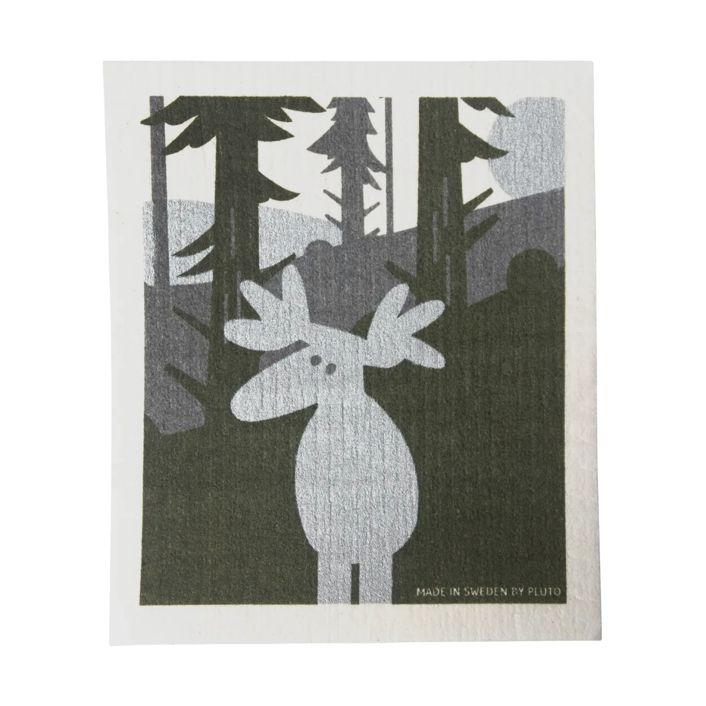 Pluto Design Elch Spültuch 17,2x20 cm Grün-Silber-Weiß