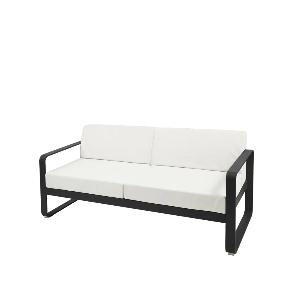 Fermob Bellevie 2-sits soffa Liquorice (svart), off-white dyna
