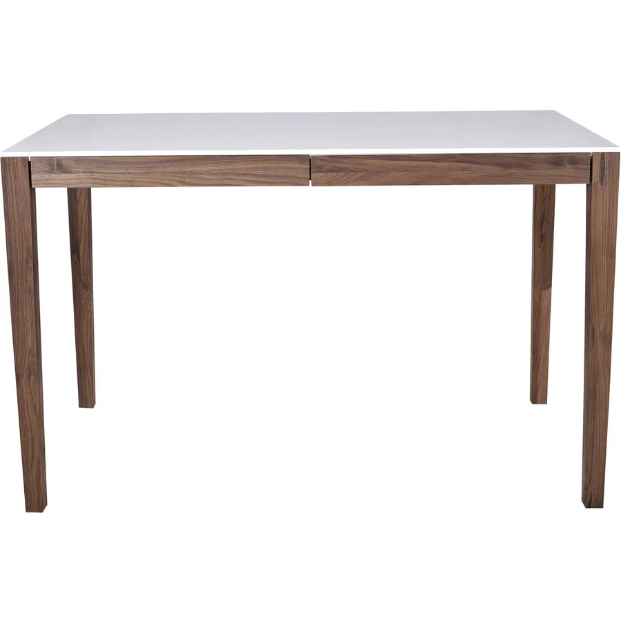 Schreibtisch Oscar weiss, braun Holz massiv, MDF B 120 T 70 cm