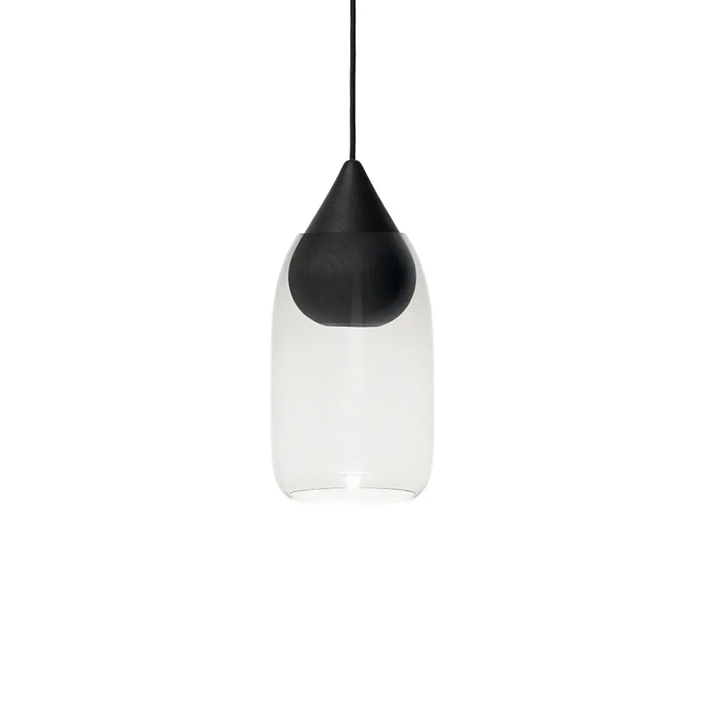 Mater Liuku Drop Pendelleuchte Transparent, Linde schwarz lackiert