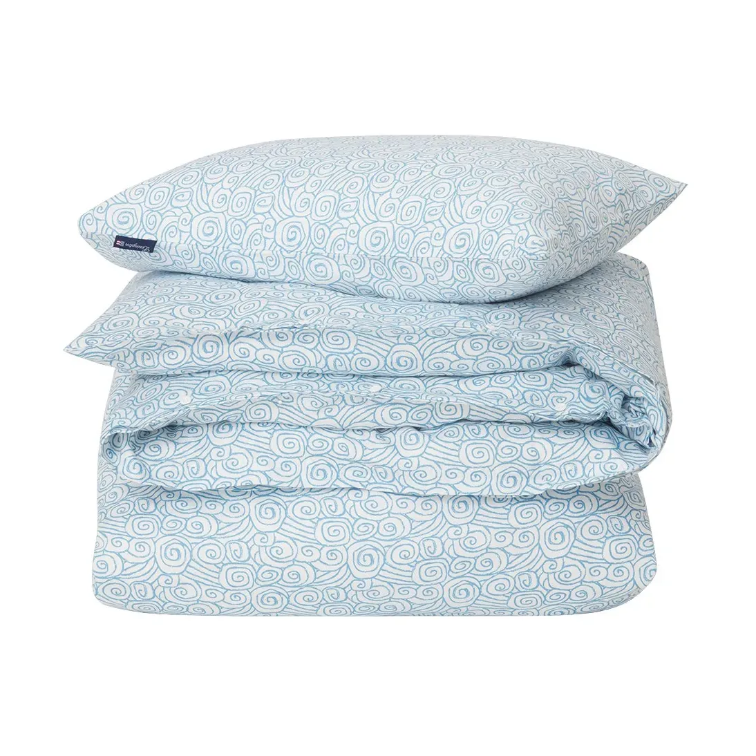 Lexington Wave Printed Cotton Sateen bäddset White-Blue, 1 örngott