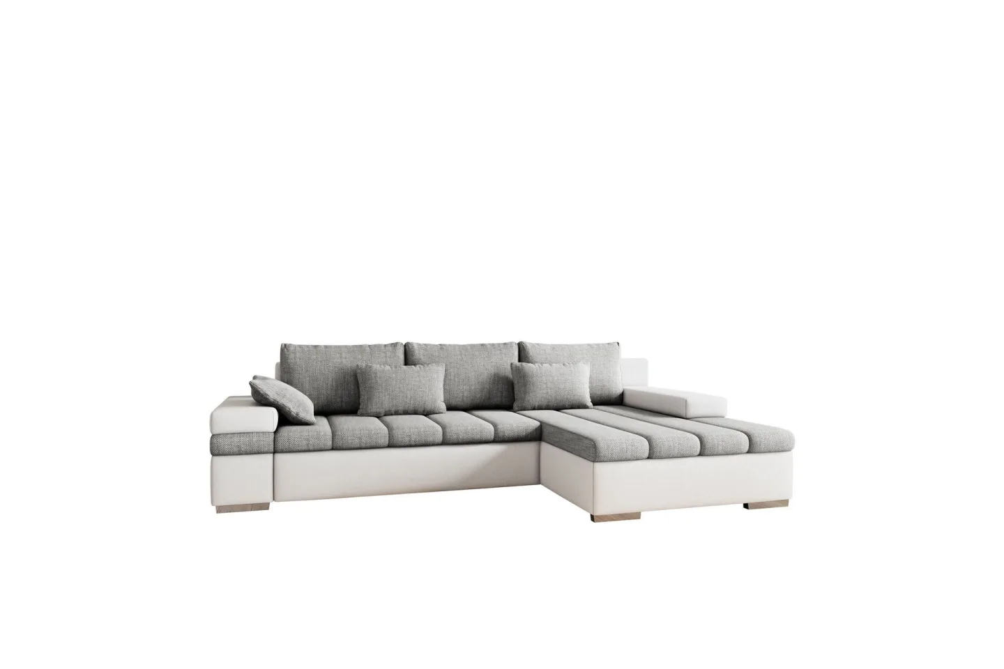 Naoma Soffa med Divan 3-sits - Vit/Ljusgrå