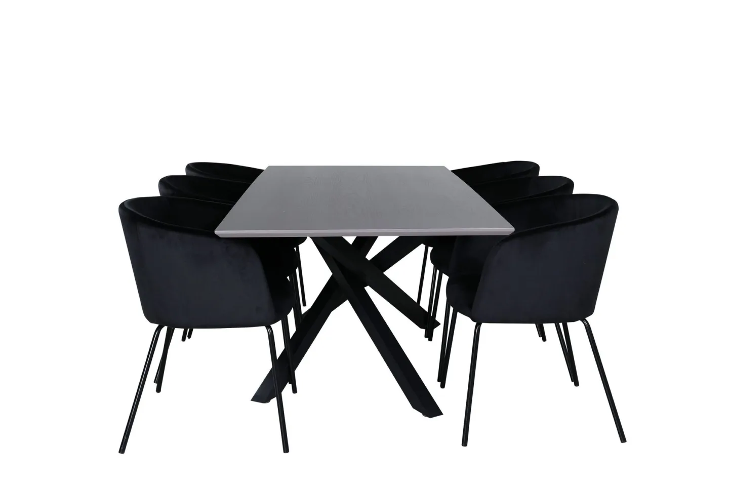 Piazza Matgrupp 180 cm Rektangulär med 6 Berit stolar - Svart