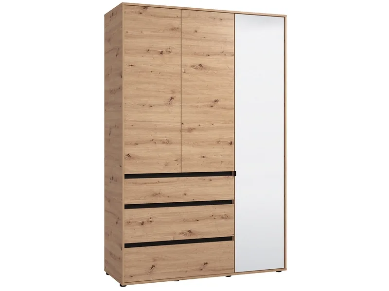 Drehtürenschrank TOFINO artisan eiche 3 Türen 3 Schubladen
