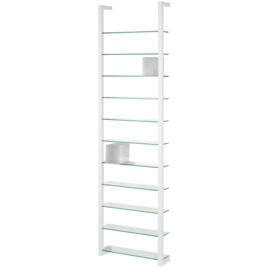 Spinder Design Wandregal Hesta Weiss Stahl/Glas 46 cm 167 cm