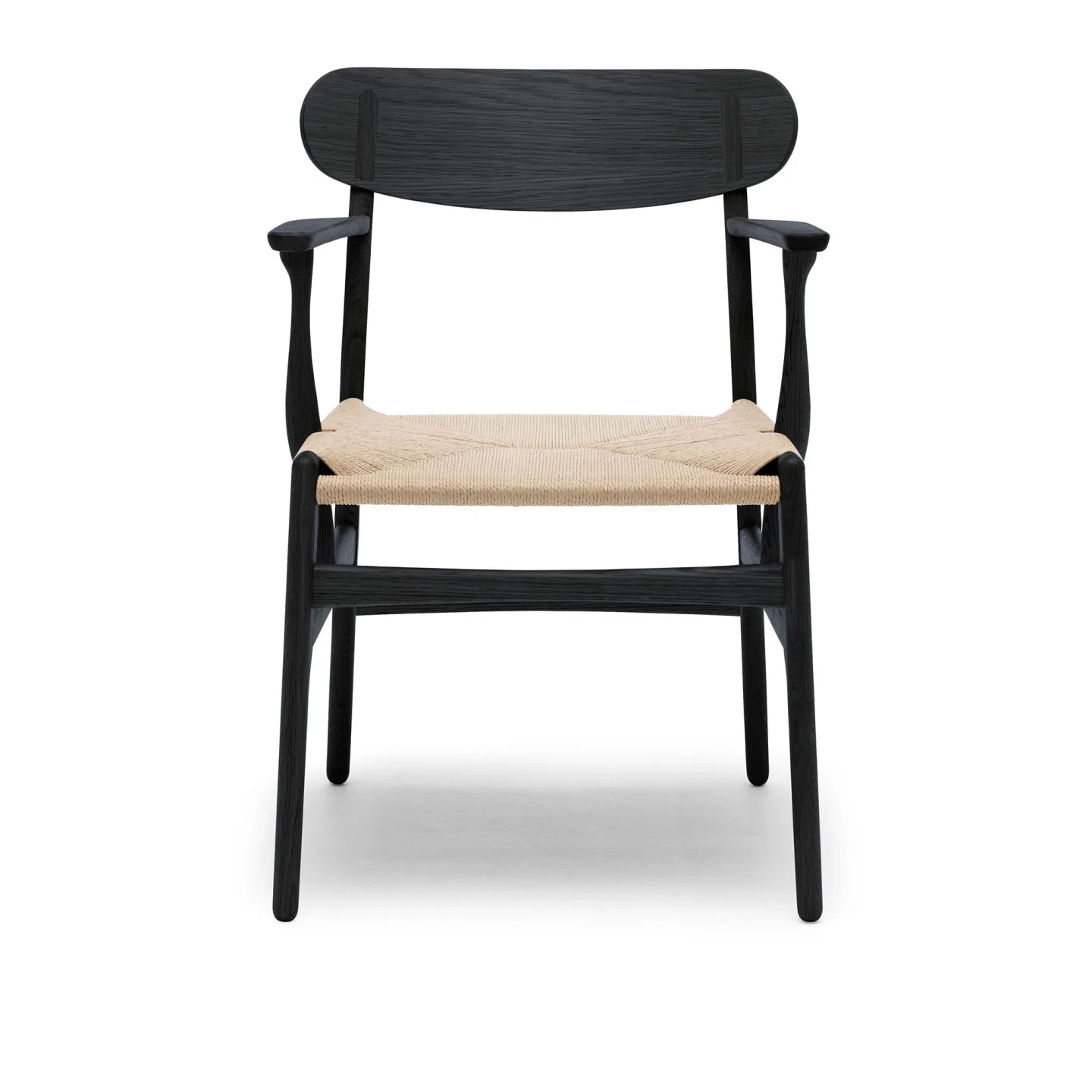 Carl Hansen - CH26, Svartlackad ek, Naturflätat papperssnöre - Matstolar - Hans J. Wegner - Svart - Trä