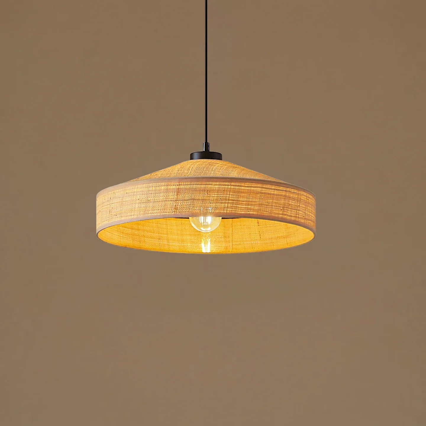 Haldor Hängeleuchte, Ø 40 cm, naturfarben, Rattan - Lindby - Wohnzimmer - Skandinavisch - Holz - Einflammig