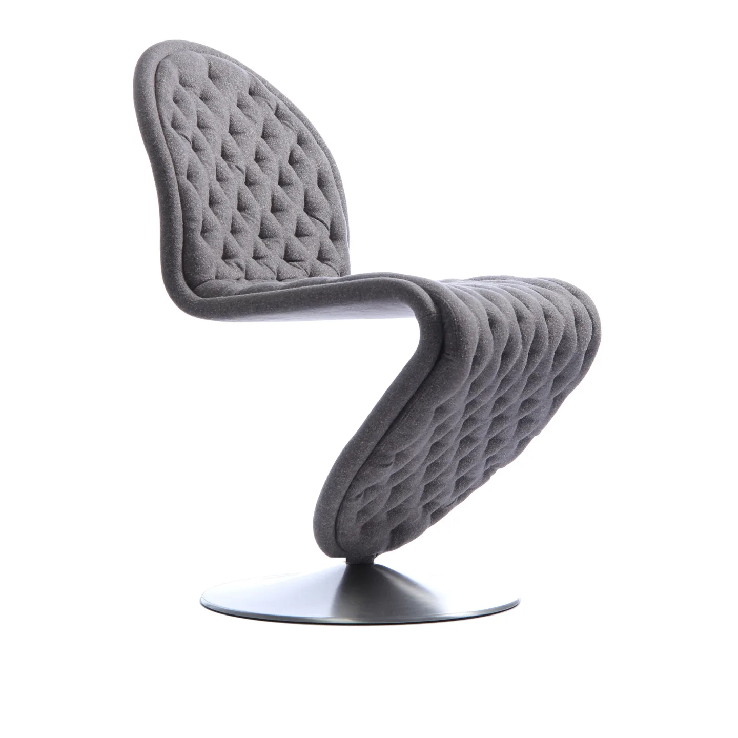 Verpan - System 1-2-3 Dining Chair Deluxe Hallingdal 65, Col. 180, Round Base, Brushed Aluminium - Matstolar - Verner Panton - Beige - Metall/Textilmaterial/Skum