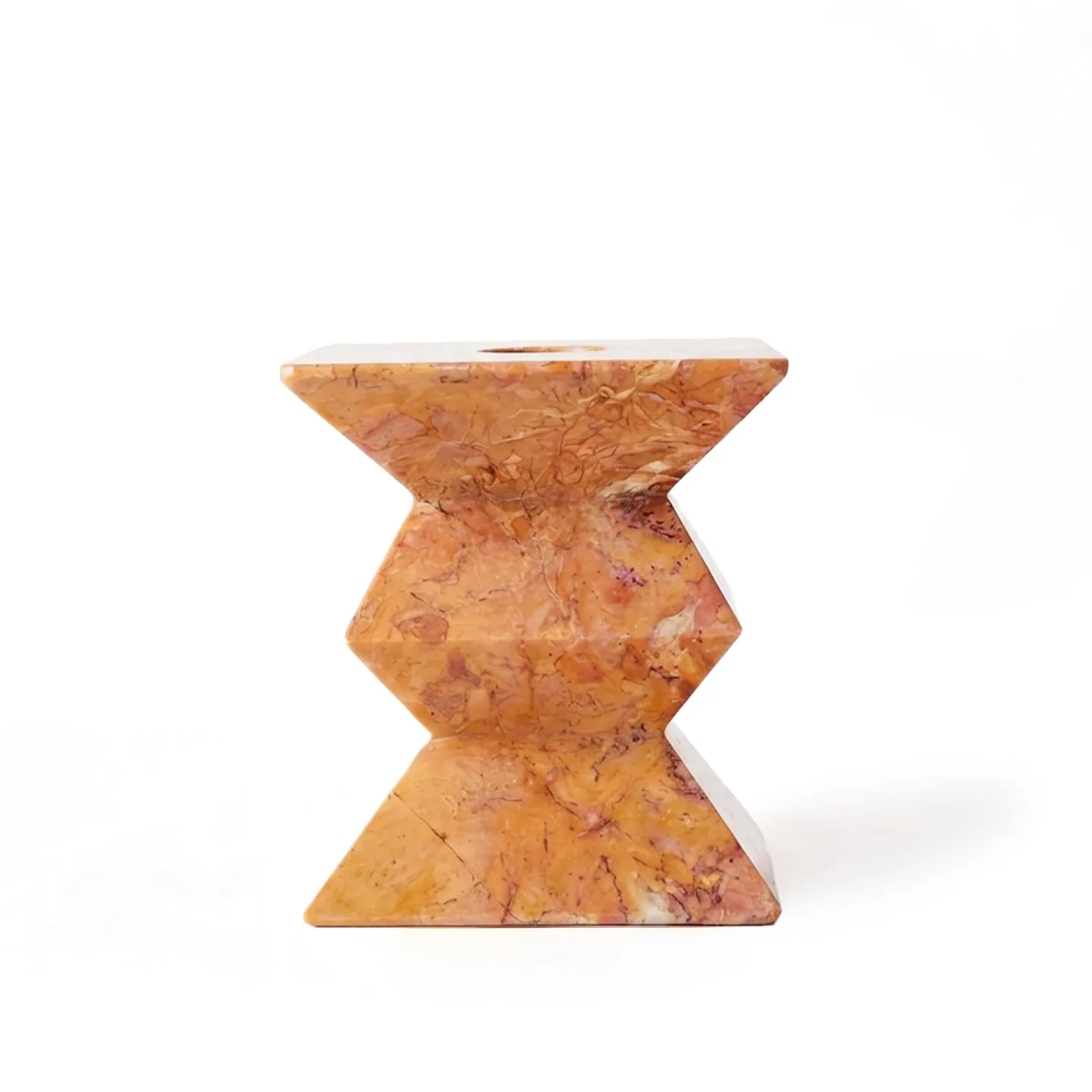 Dusty Deco - Totem Candle Holder Red Marble Low - Ljusstakar - Edin & Lina Kjellvertz - Beige - Sten