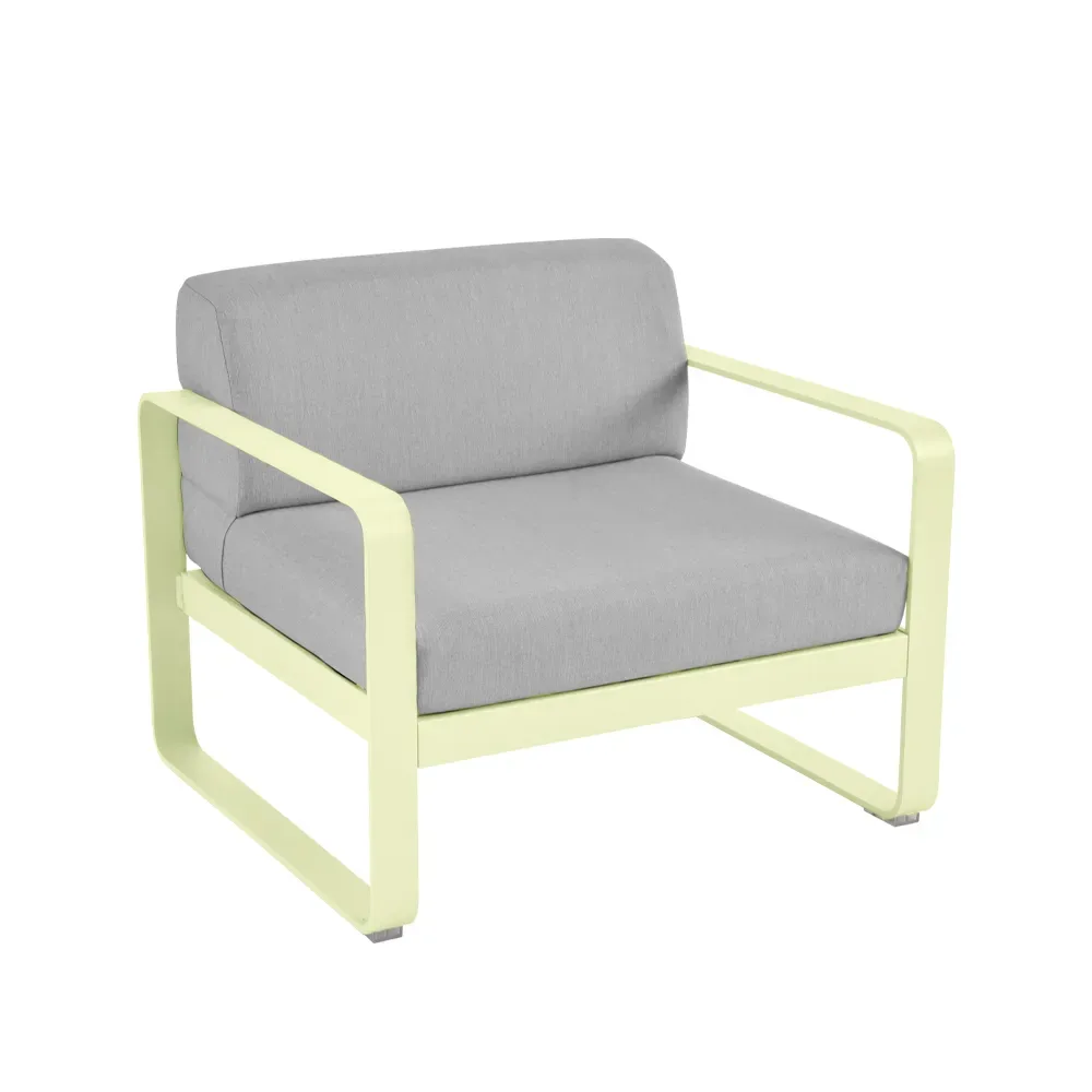 Fermob Bellevie fåtölj Frosted lemon (gul), flannel grey dyna