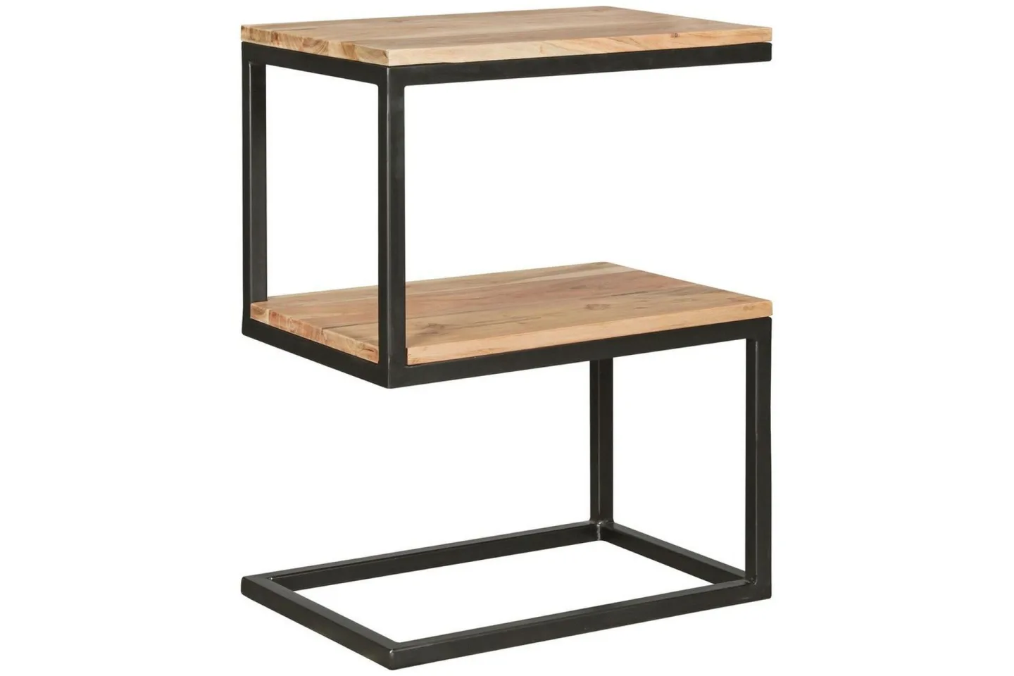 Sido bord Wohnling Massivt trä, S Cube, metallram i lantlig stil Akacia - Akacia