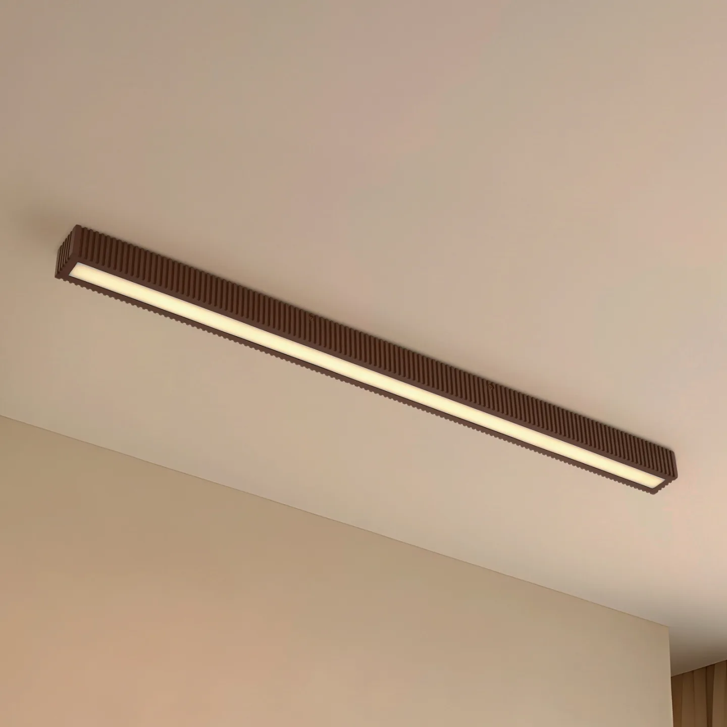 Emara LED-Deckenleuchte, 100 cm, Eiche, dimmbar, holz dunkel - Lucande - Esszimmer - Design - Eckig