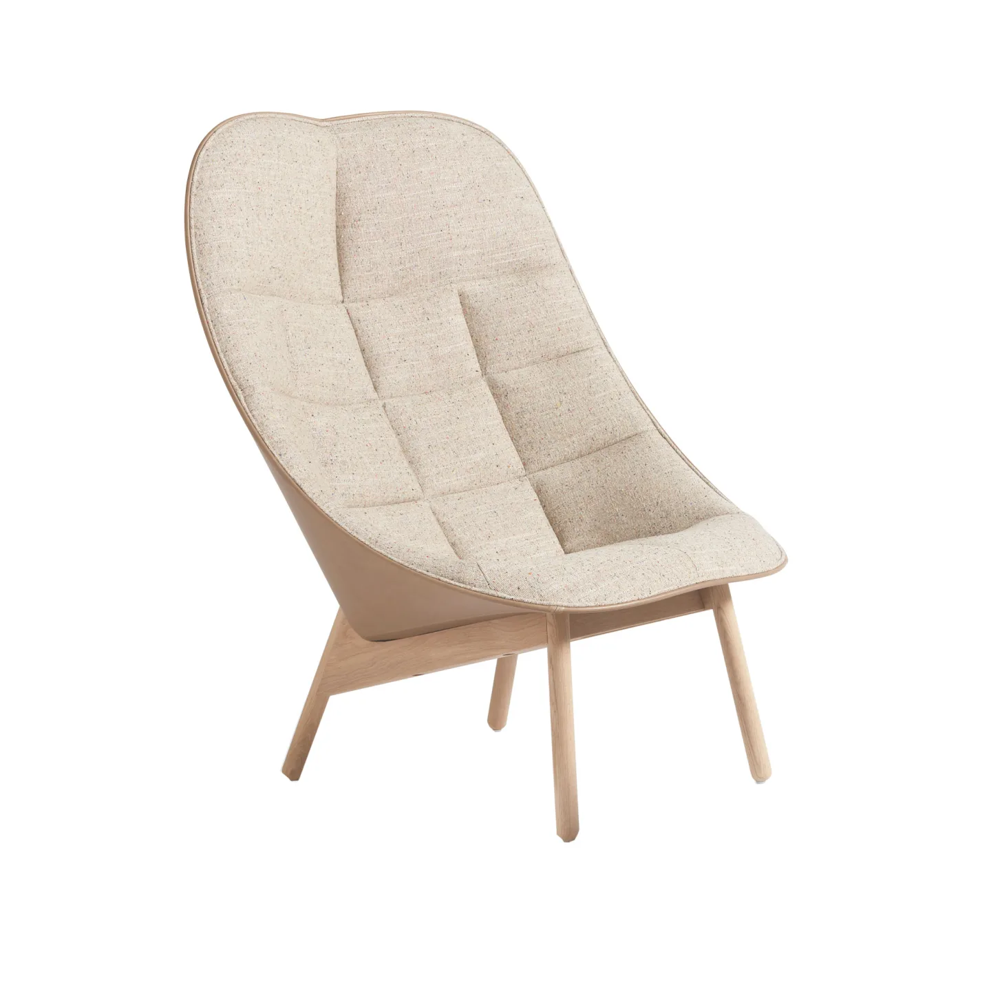 HAY - Uchiwa Quilted Oak Mode 002 / Remix 123 - Fåtöljer - Doshi Levien - Grå - Läder/Trä/Textilmaterial/Skum/Plast