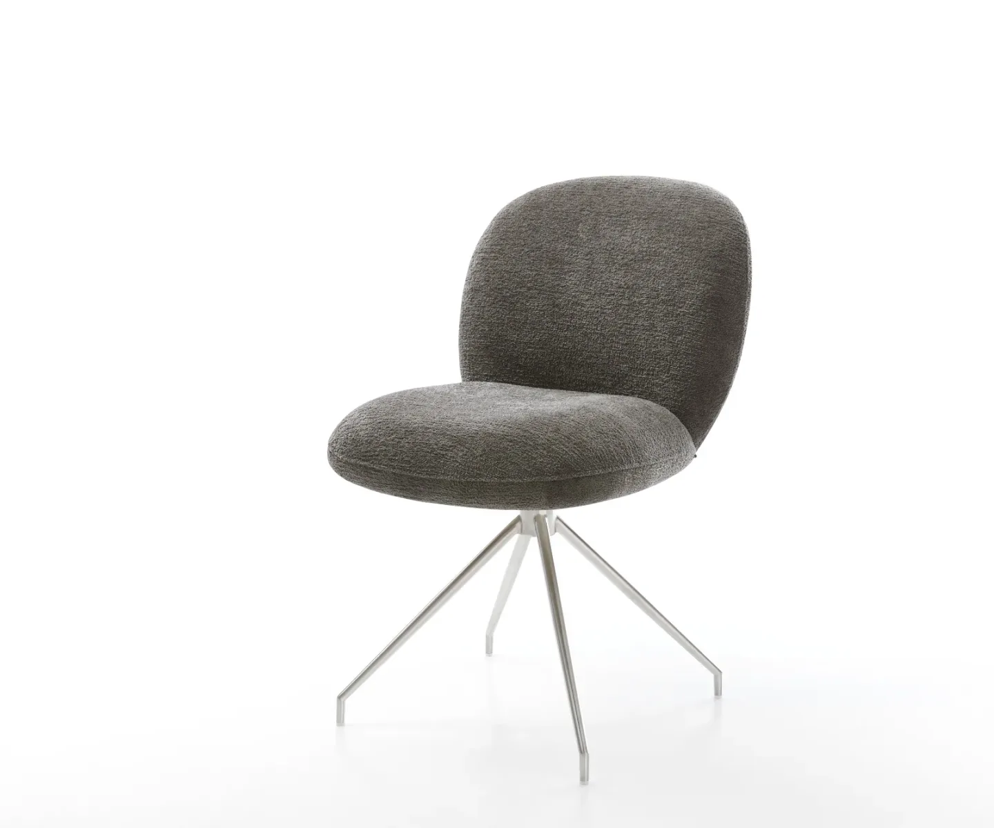 Esszimmerstuhl Nube-Flex Bouclé Soft Schlamm Kreuzgestell konisch Edelstahl Taschenfederkern