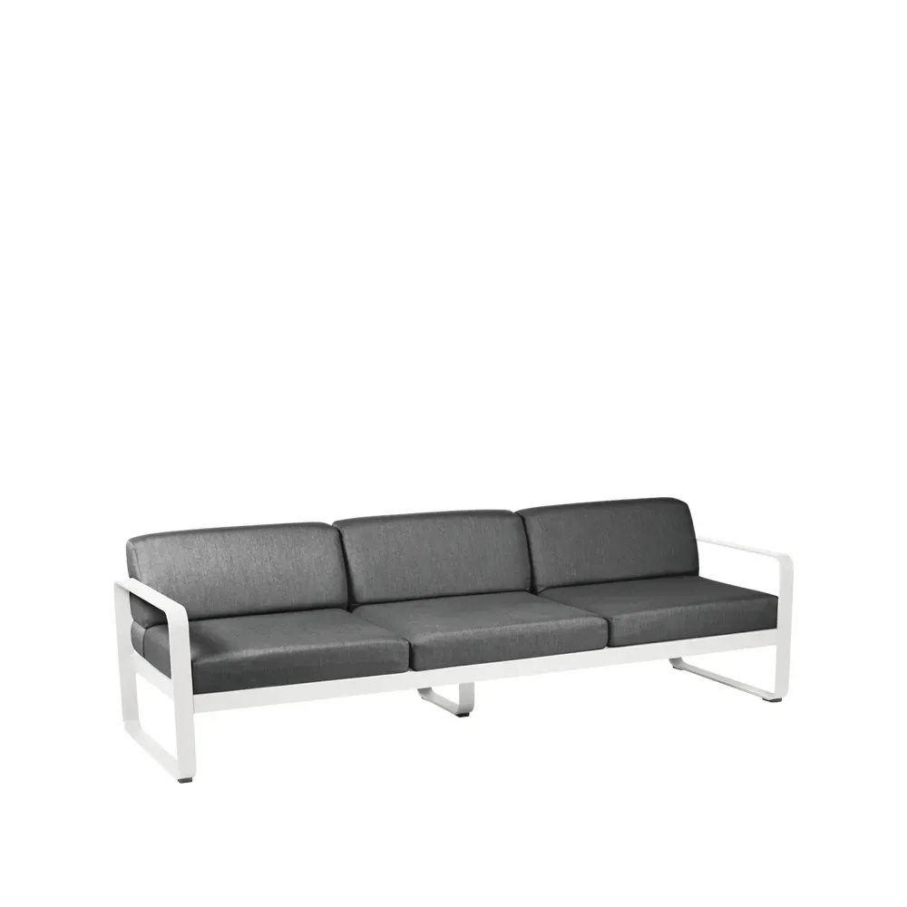 Fermob Bellevie soffa 3-sits Cotton white (vit), graphite grey dyna