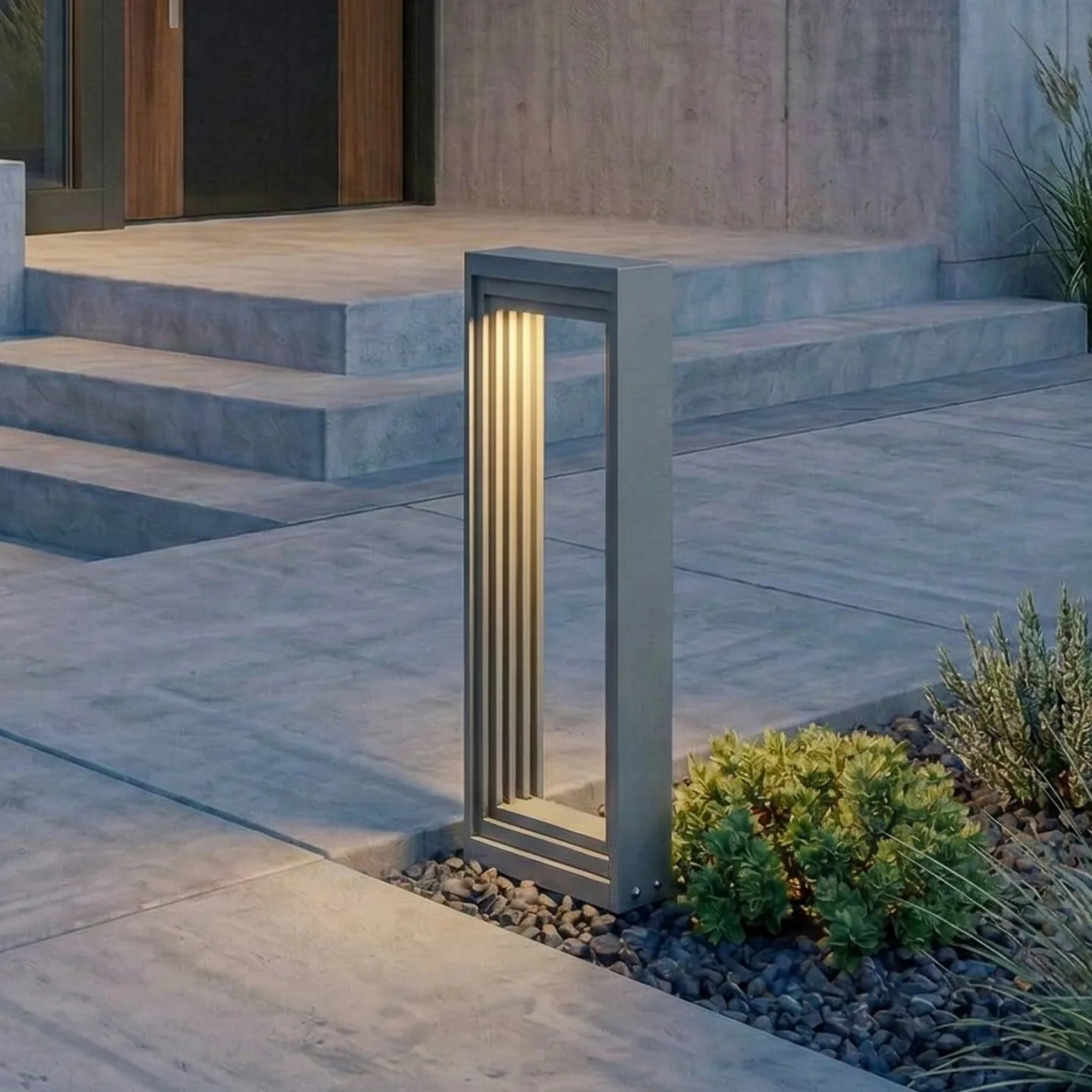 Ashkan LED-Sockellampe, Höhe 40cm, anthrazit, IP65 - Lucande - Modern - Metall - Eckig