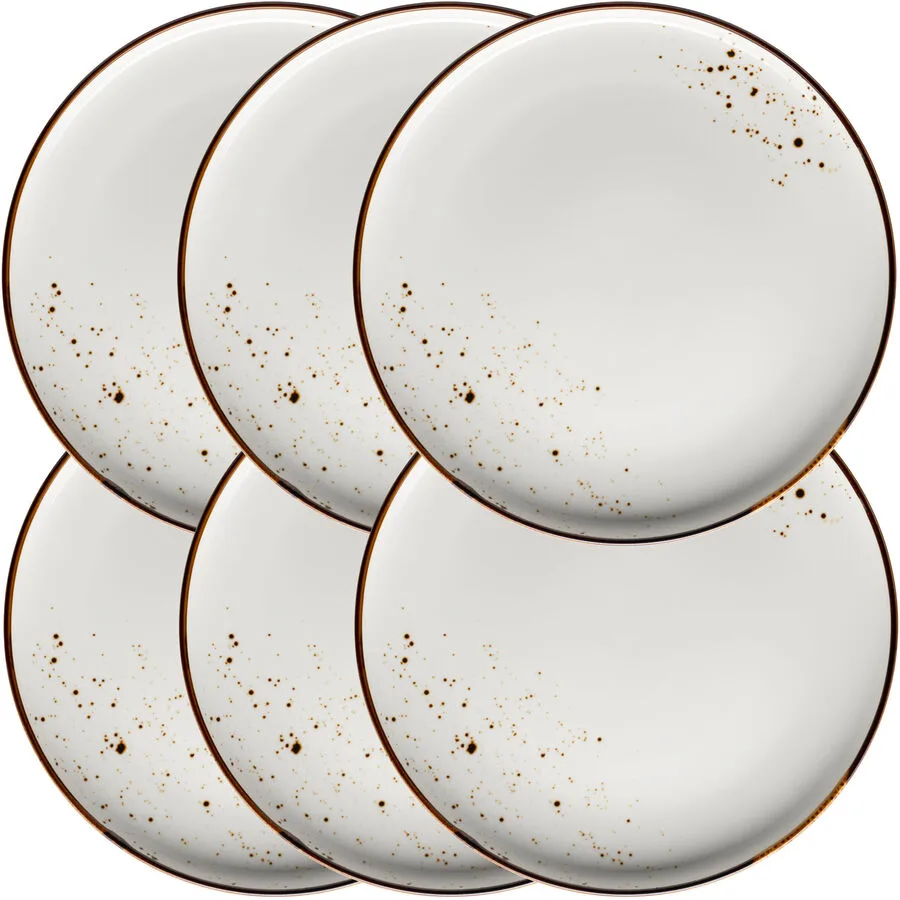 MÄSER Speiseteller-Set 6-tlg. Pintar weiss/braun Porzellan D 27 cm 6 Stk
