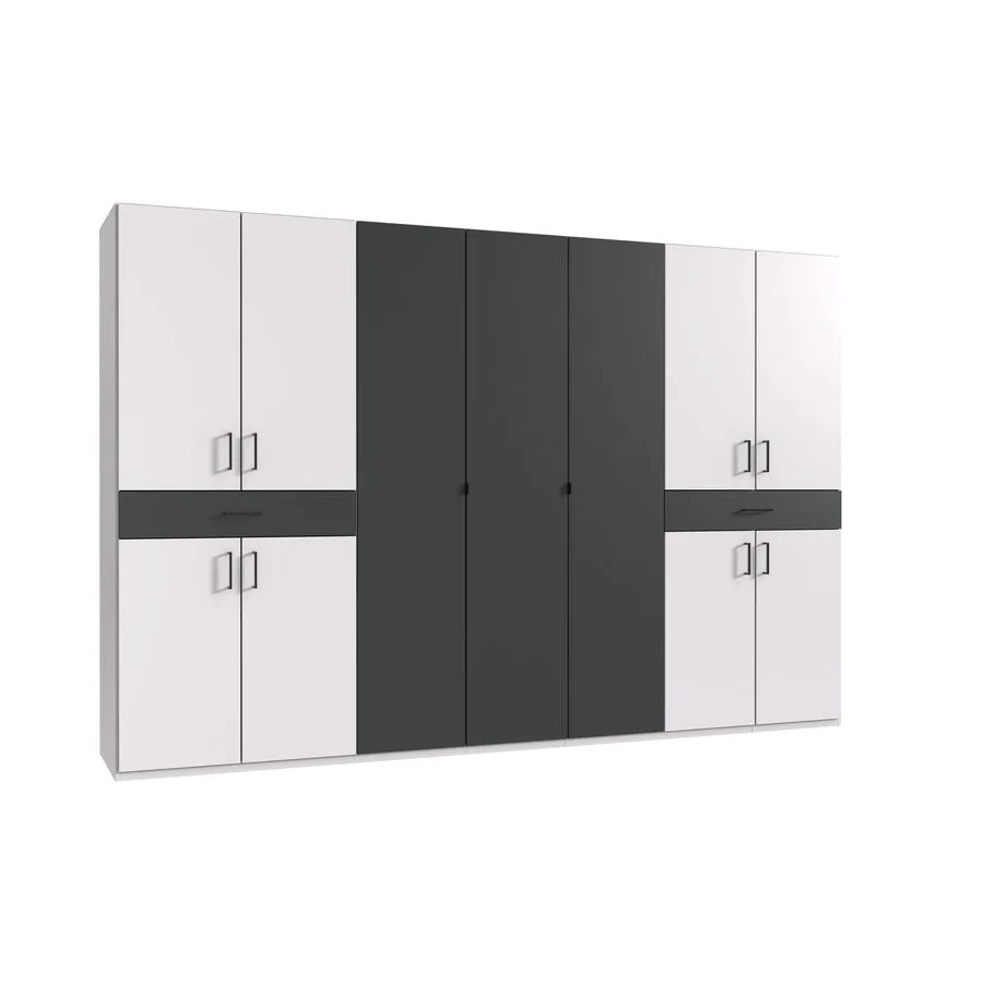 Kleiderschrank Tiby Weiss/graphit Holzwerkstoff B 313 cm