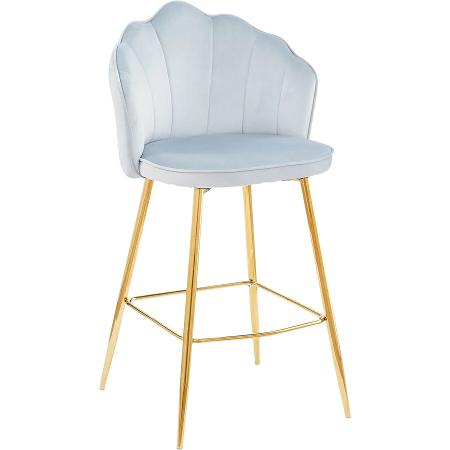 Barhocker Pedro hellgrau Samt H 100 cm