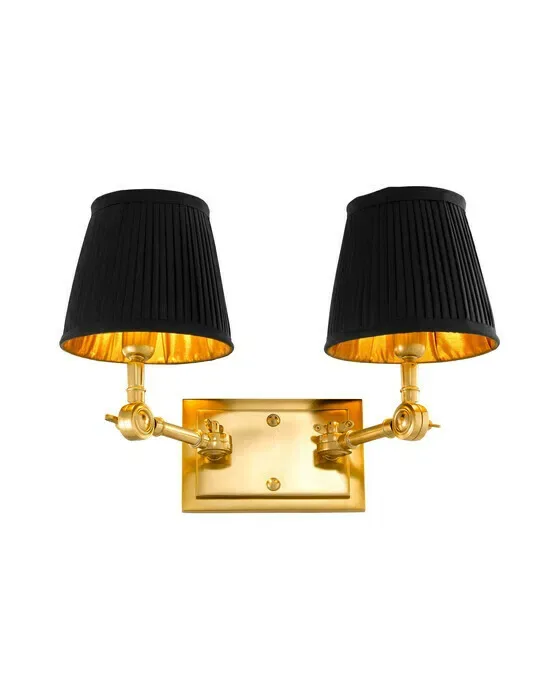Wentworth vägglampa dubbel guld/svart
