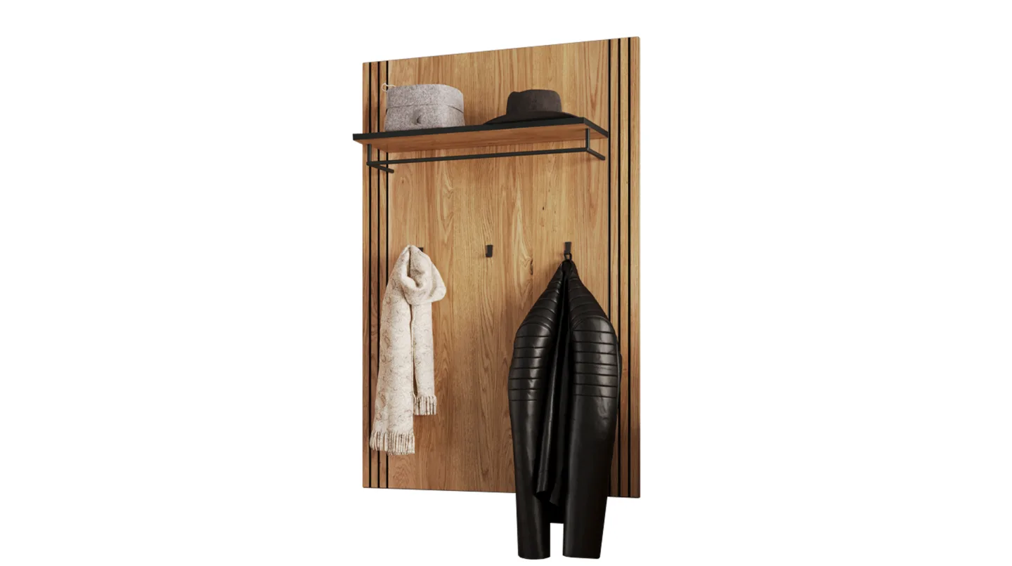 Wandgarderobe Paneele Eiche massiv geölt 82 cm - BELLA