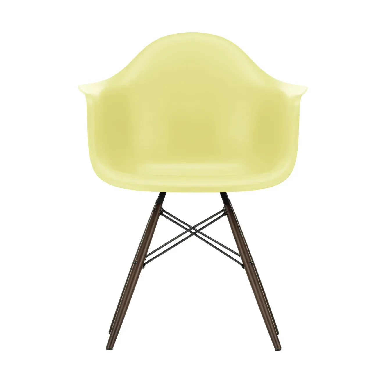 Vitra Eames Plastic Armchair RE DAW stol 92 citron-dark maple