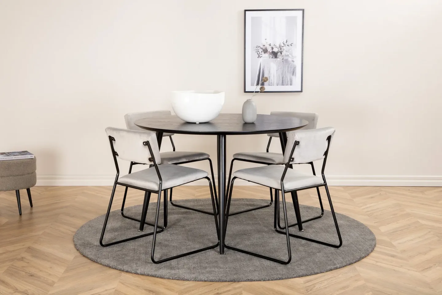 Dipp Matgrupp 115 cm Rund med 4 Kenth stolar - Svart