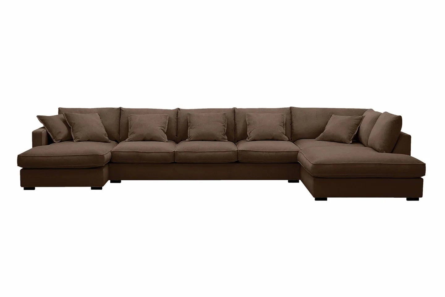 Rossita Lyx 6-sits Högervänd U-formad Extra djup Soffa med Divan och Schäslong i Manchester - Mörkbrun
