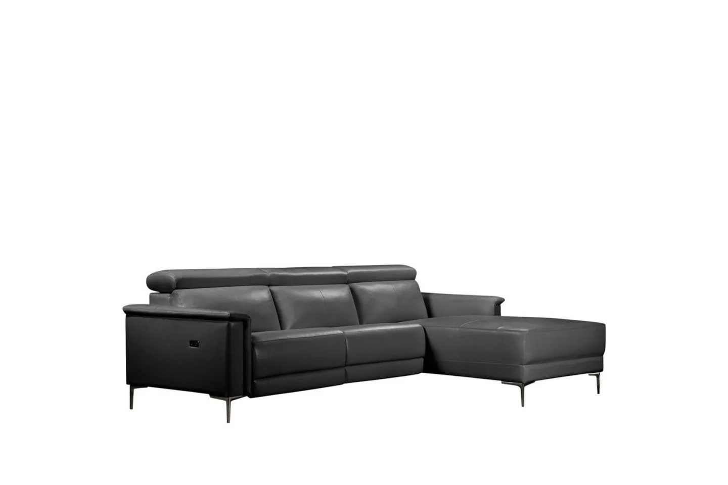 Hörnsoffa 3-sits Lund Svart, Läder/PU, Höger elektrisk vilstol - Svart, Läder/PU, Höger elektrisk vilstol