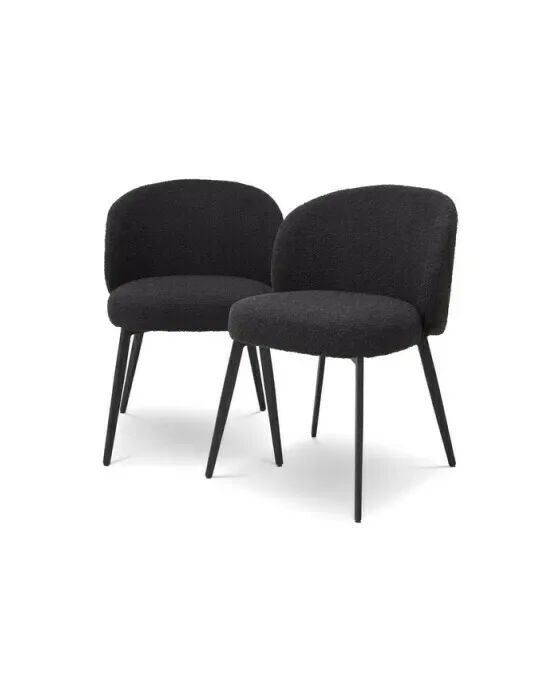 Lloyd spisestol bouclé black 2-pak