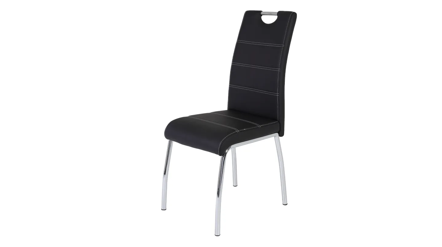 Polsterstuhl schwarz Metallgestell - Lederlook - SUSI